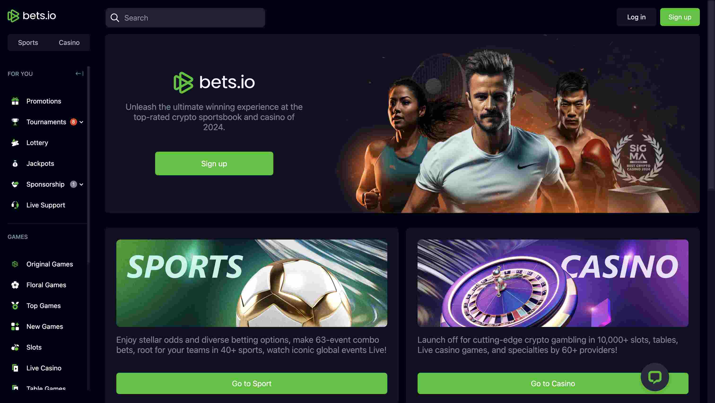 Bets.io Homepage